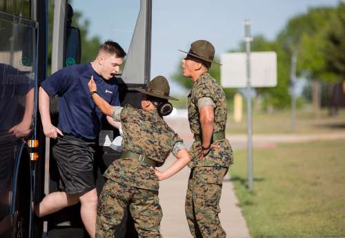 Future Marines from Marine Corps Recruiting Station Fort Worth got a taste of what Recruit Training will be like during the station’s Annual Pool Function, April 27-28, 2019. (Photo by Sgt. Danielle Rodrigues/Released)